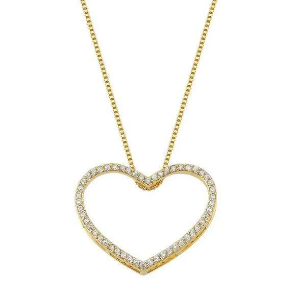 Studded Hollow Heart Necklace - Picture 2 of 2